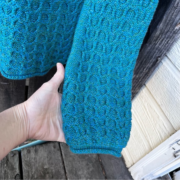 Sundance Cotton Silk Blend Teal & Green Marled Textured Knit Sweater Sz L - Picture 5 of 11